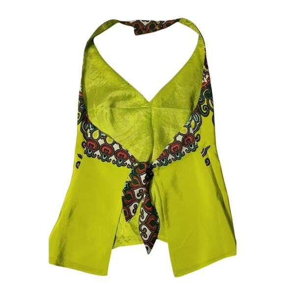 Nanette Lepore Shirt Womens Size 4 Vintage Silk Beaded Green Halter Top BOHO - Picture 2 of 8